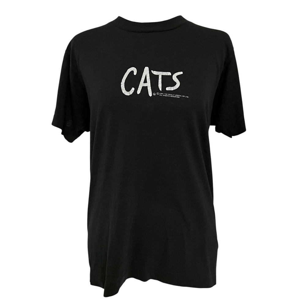 Vintage Womens 80s Single Stitch Cats Broadway Musical T Shirtā Tee Size M Black